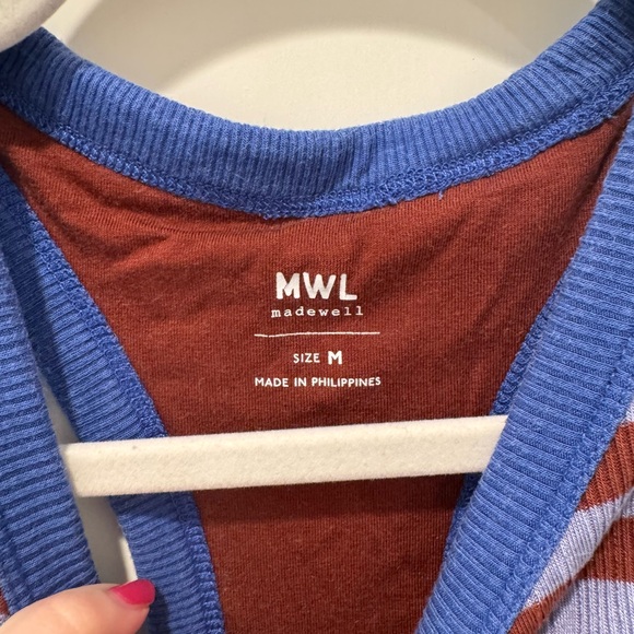 Madewell Variegated Rib Crop Tank in Stripe M Cosmic Violet - Built in Bra! - Picture 6 of 9